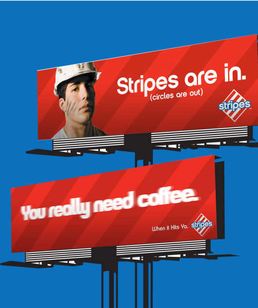 Two stripes billboards, one on top of the other.