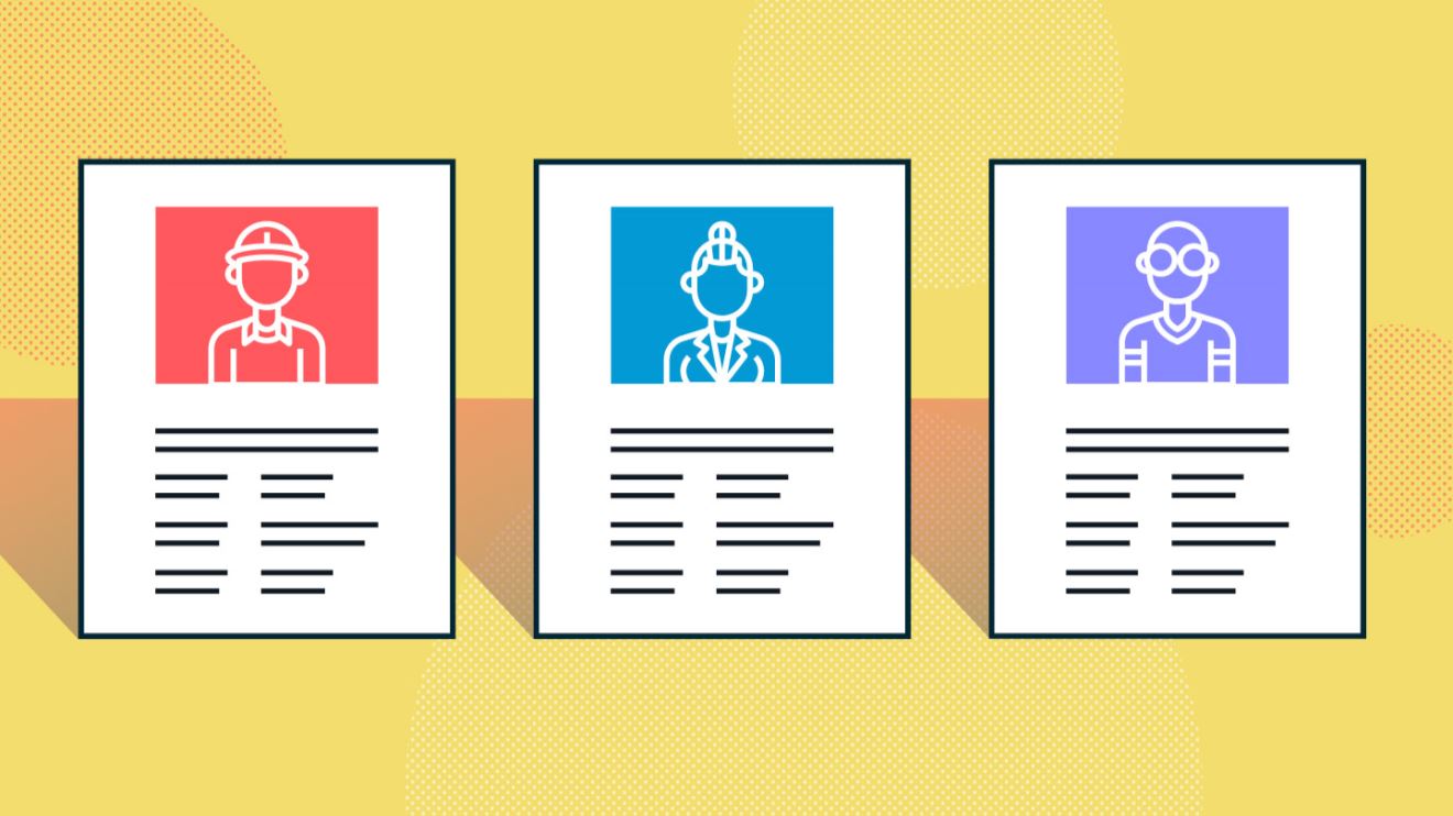 A graphic of three buyer personas lined up in a row.