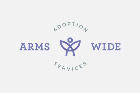 The Arms Wide logo on a gray background.