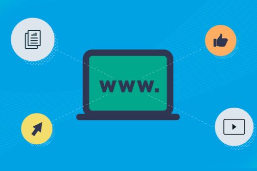 A banner of a laptop surrounded by 4 circular examples of B2B Strategies