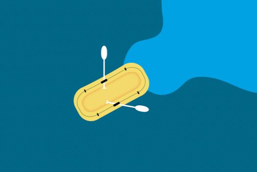 Graphic of a boat rowing