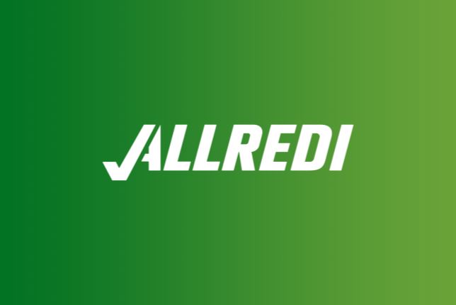 The Allredi logo against a green background.