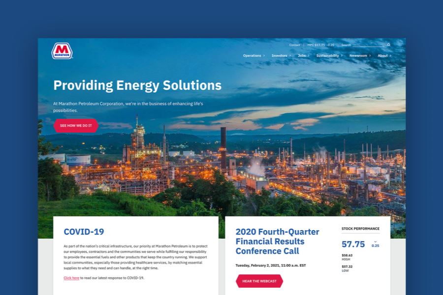 A screenshot from the Marathon Petroleum website.