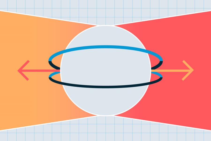 Circle in the middle with arrows stemming from the sides pointing in left and right directions