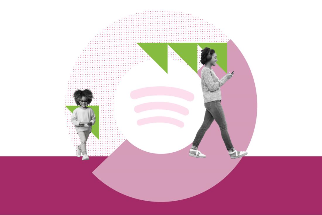 Image of Spotify Brand with people listening to music