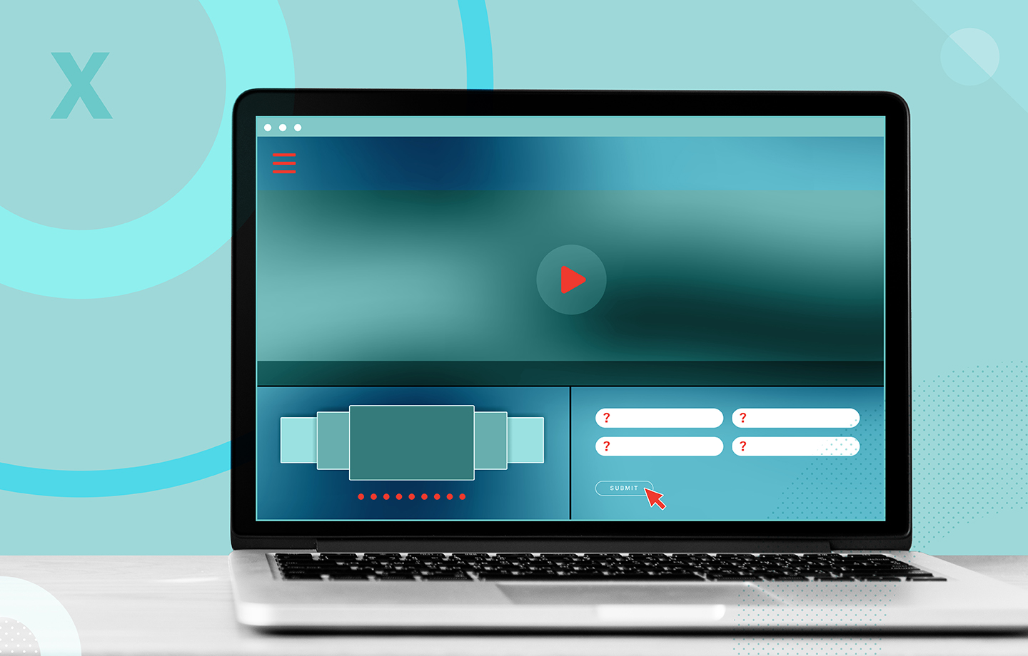 Illustration of a browser window on a laptop showcasing different accessibility features