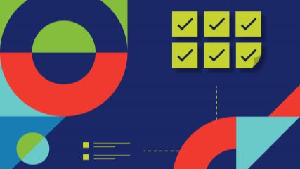 graphic with six checkboxes on a blue background