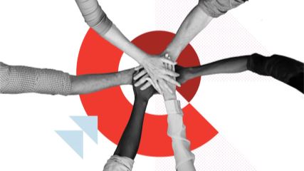 Diverse hands coming together