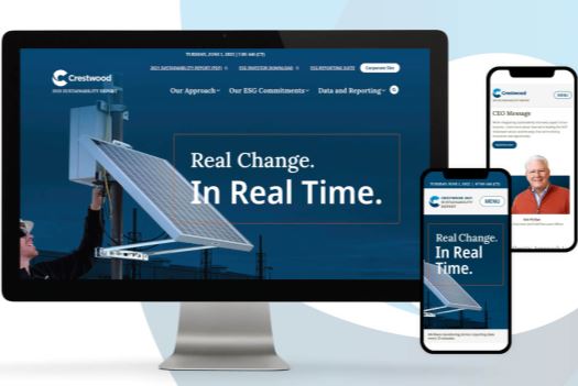 Crestwood ESG Website front page modeled on different devices