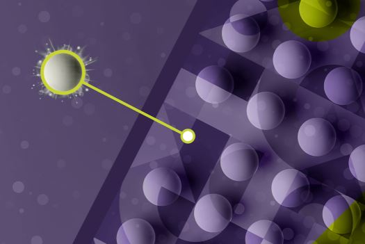 A gray sphere standing out from a crowd of other gray spheres on a purple and green background