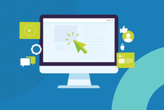 A banner of a laptop surrounded by 4 icons representing examples of B2B Strategies