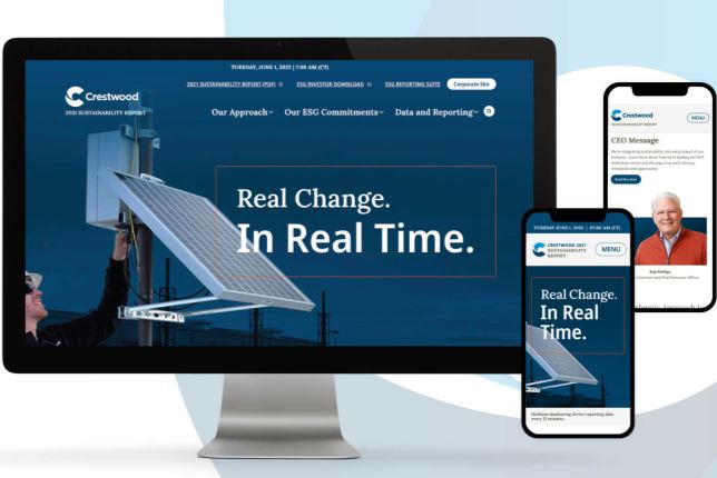 Crestwood ESG Website front page modeled on different devices