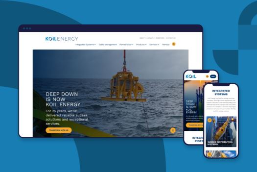 Homepage of Koil website displayed on mobile and desktop screens