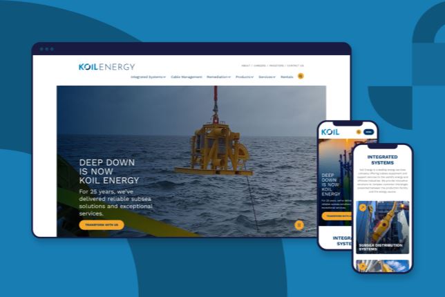 Homepage of Koil website displayed on mobile and desktop screens
