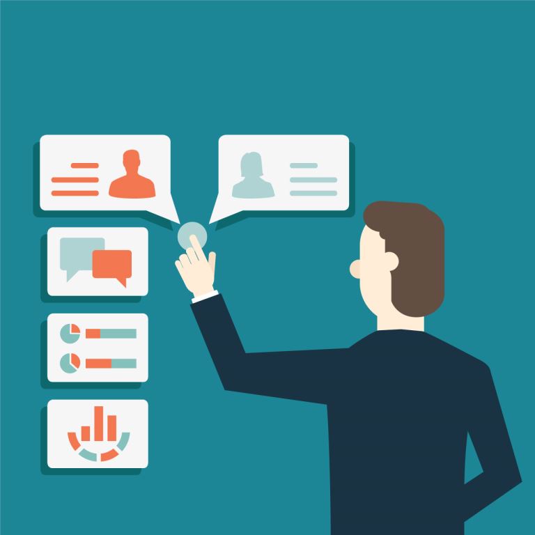 Man Looking at Visual Elements of ABM Program