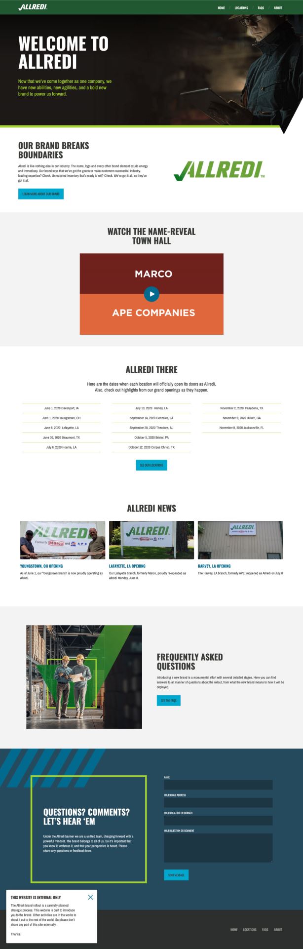 A screen capture of Allredi website that is scrollable.