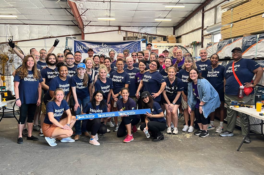 BrandExtract volunteer group photo at the Houston Toolbank