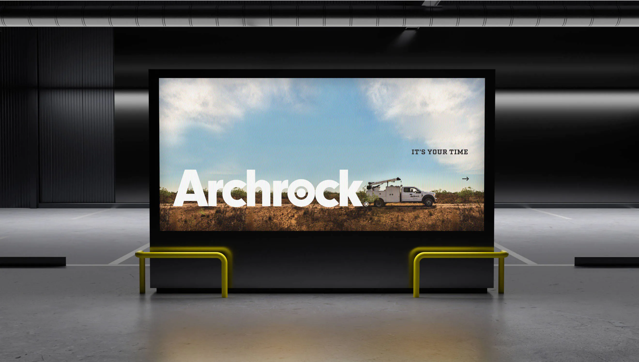 A mock up of an digital billboard featuring an Archrock banner ad