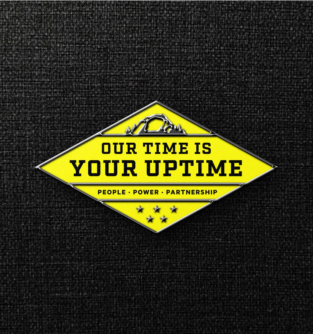A yellow Archrock badge featuring the Uptime slogan