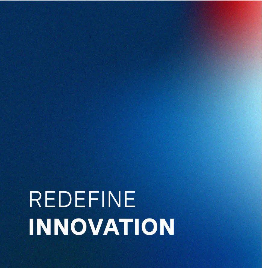 One of Oxy's values, "Redefine Innovation" in the new brand colors and typeface