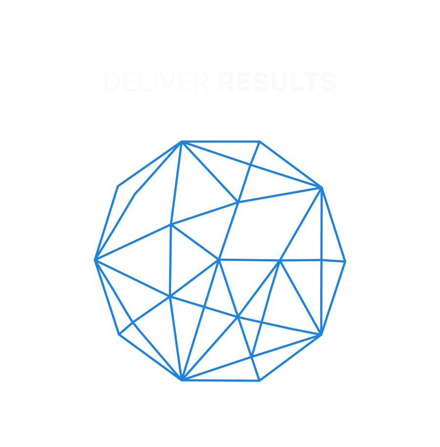 A circular geometric wireframe representing results at Oxy