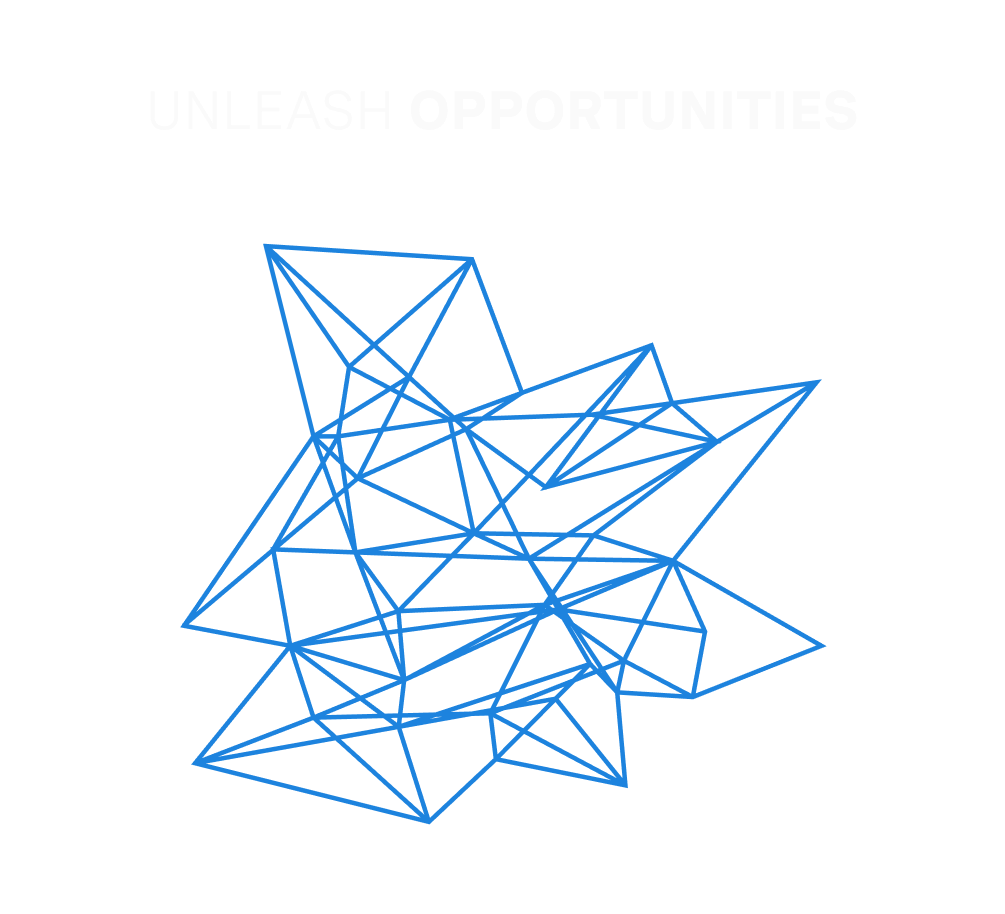 A jagged geometric wireframe representing opportunities exploding at Oxy