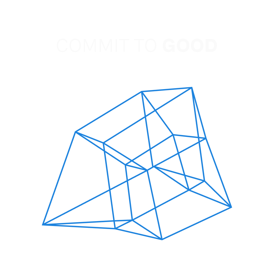 A geometric wireframe trapezoid representing doing good at Oxy