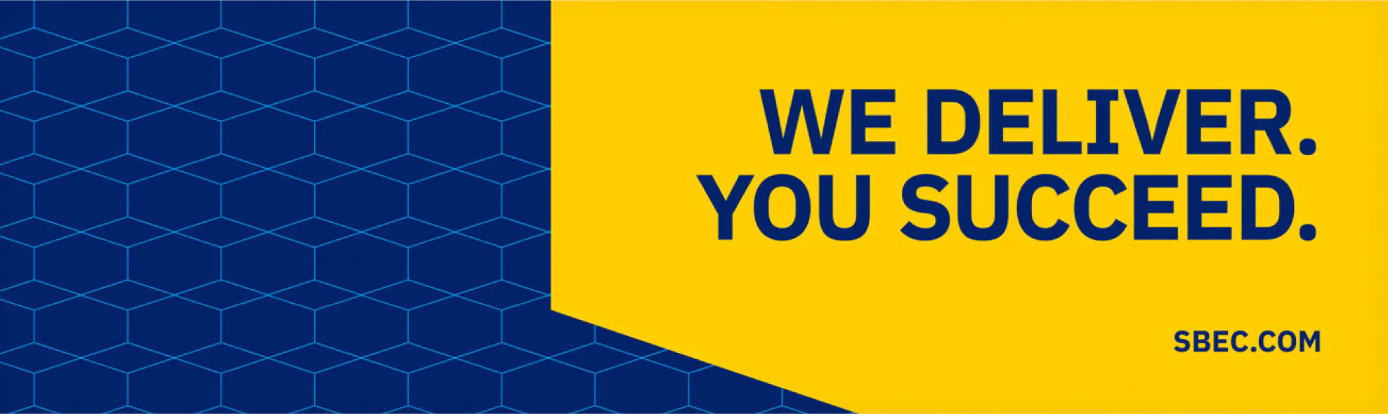 A blue and yellow banner promoting S&B's website