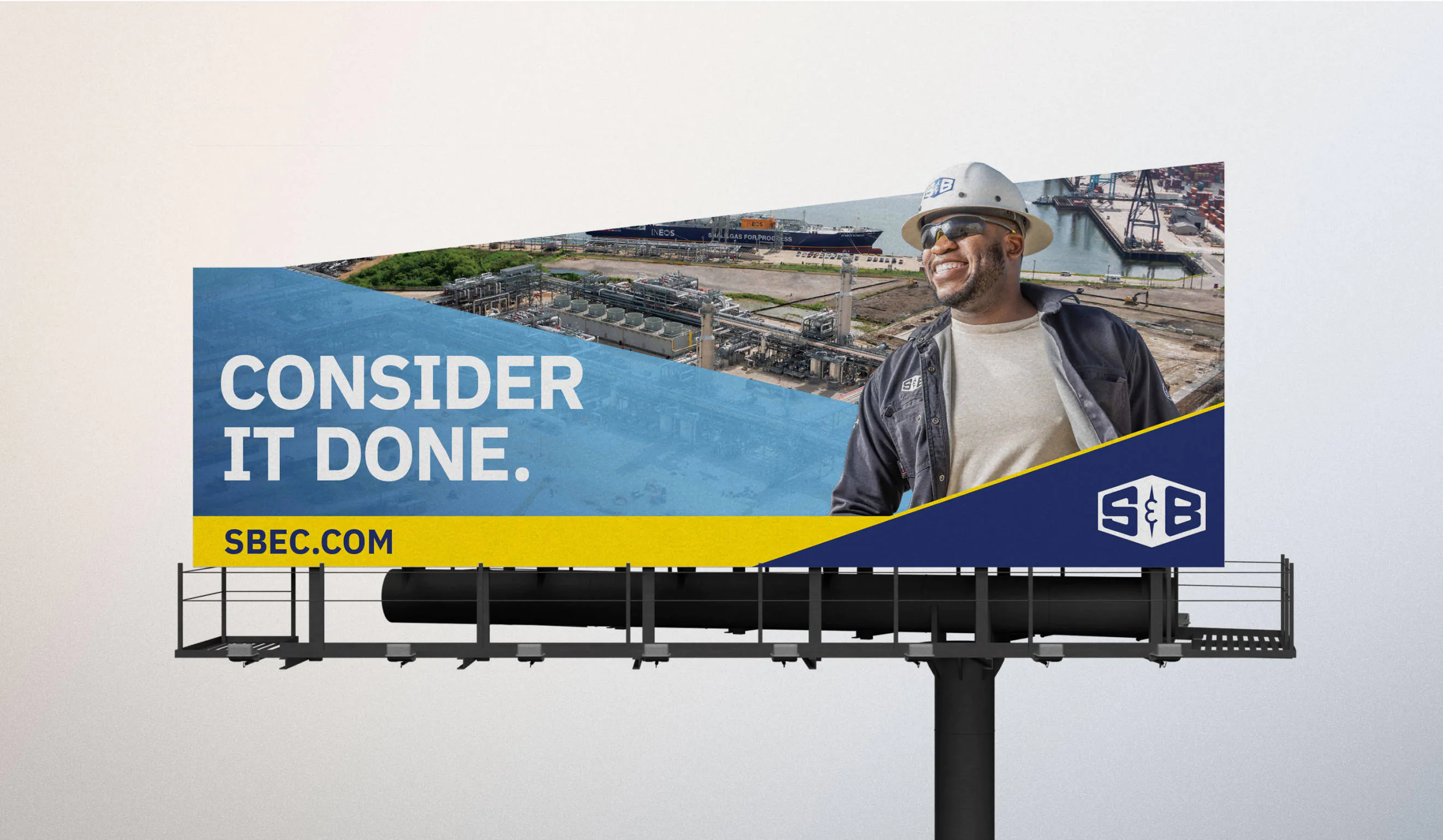 An S&B billboard sign designed by BrandExtract