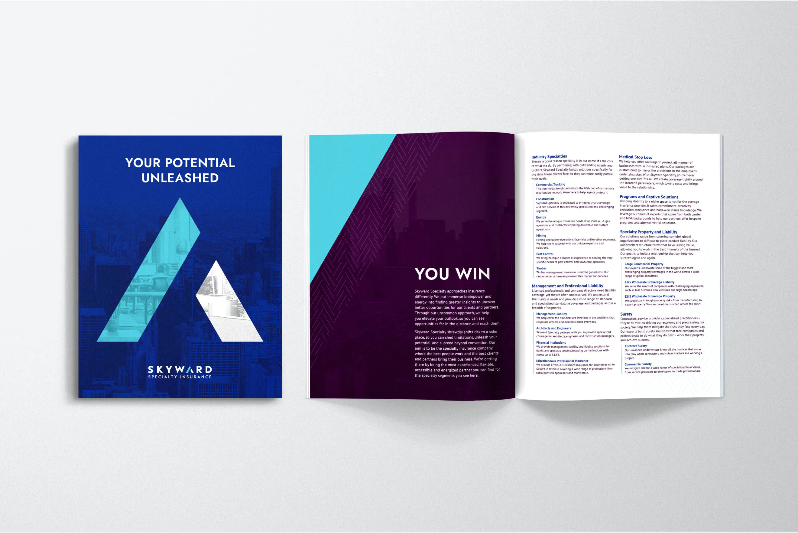 An example of printed material under the new Skwyard brand designed by BrandExtract