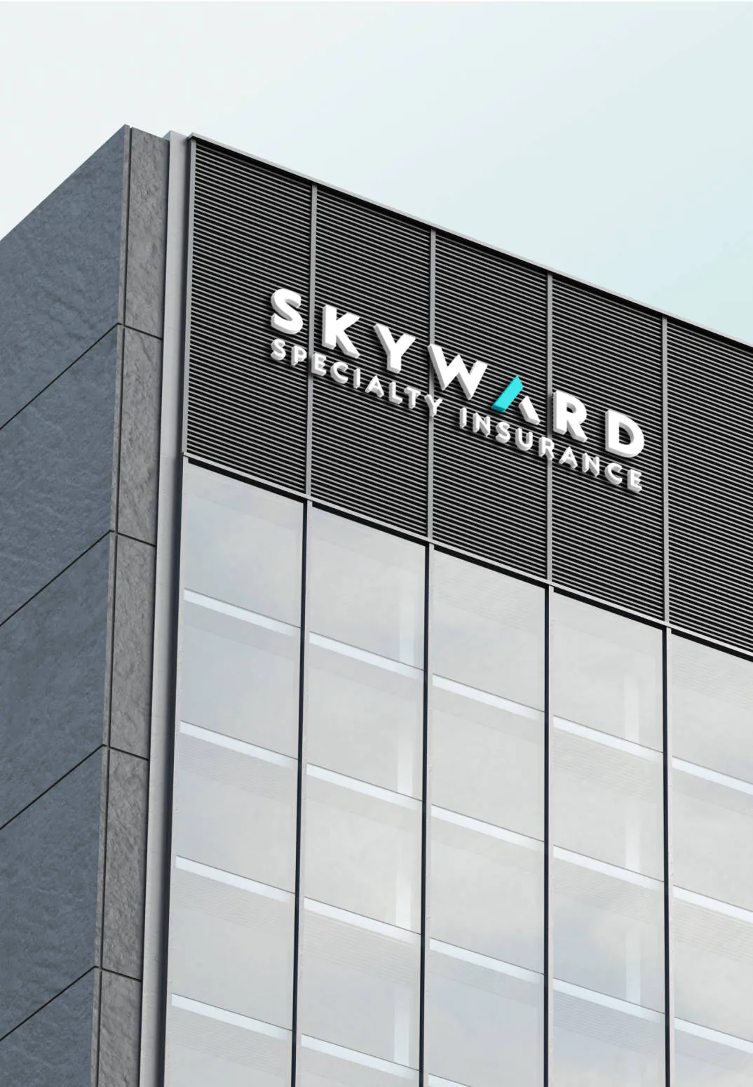 The Skyward Specialty Insurance name on the side of a building
