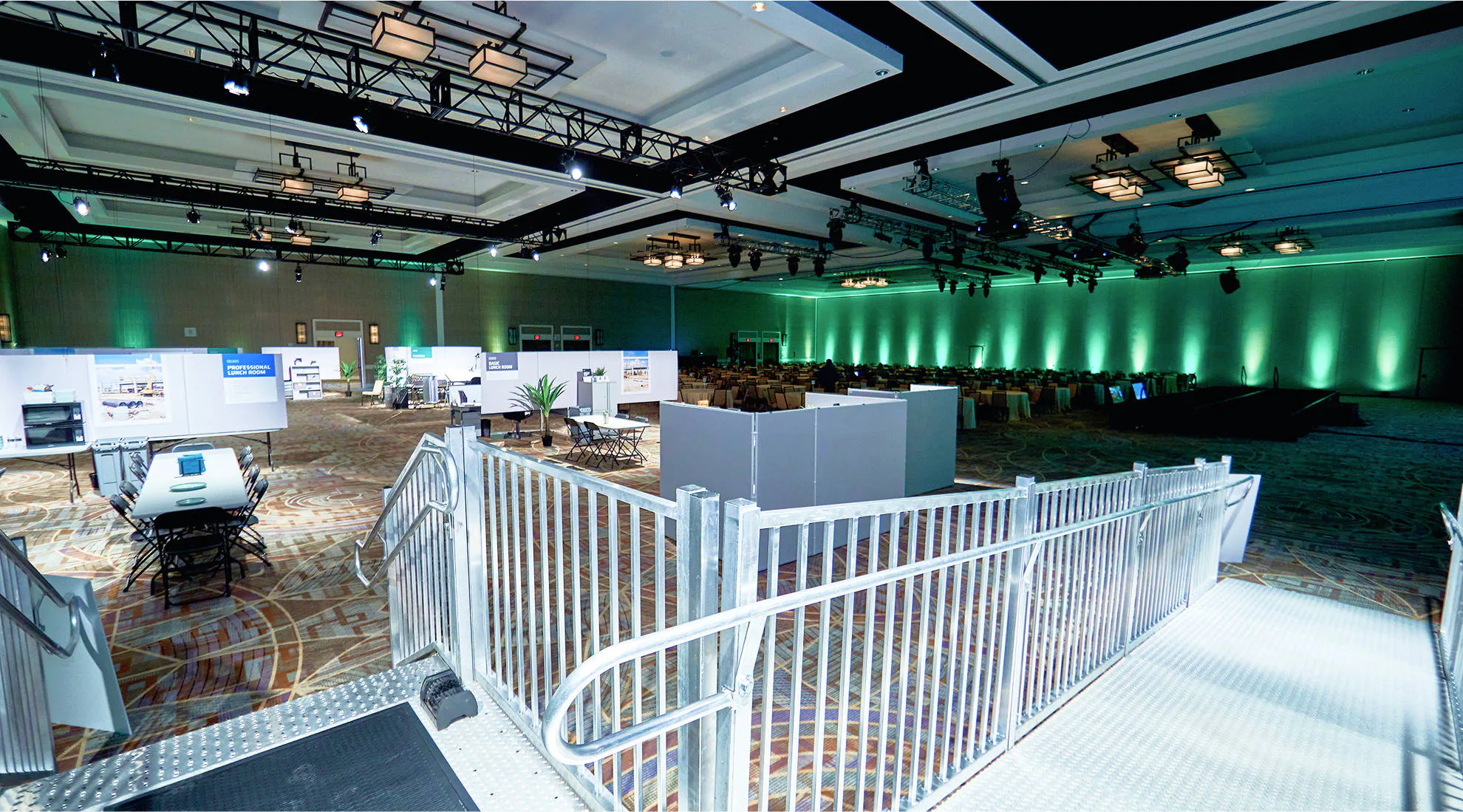 The display floor of the WillScott Experience showing off all the great new features for temporary and modular spaces