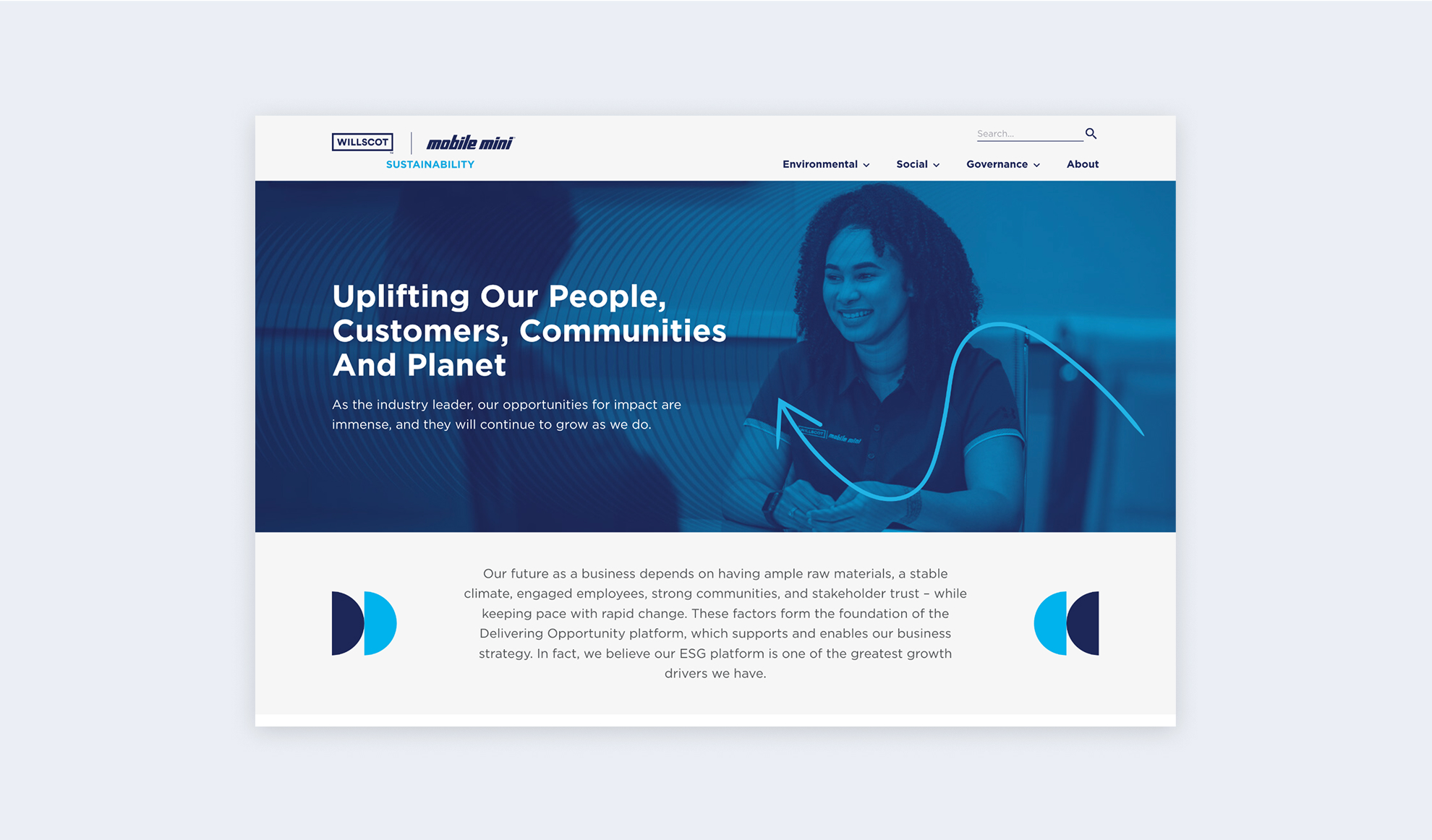 A screenshot from the newly rebranded WillScot website