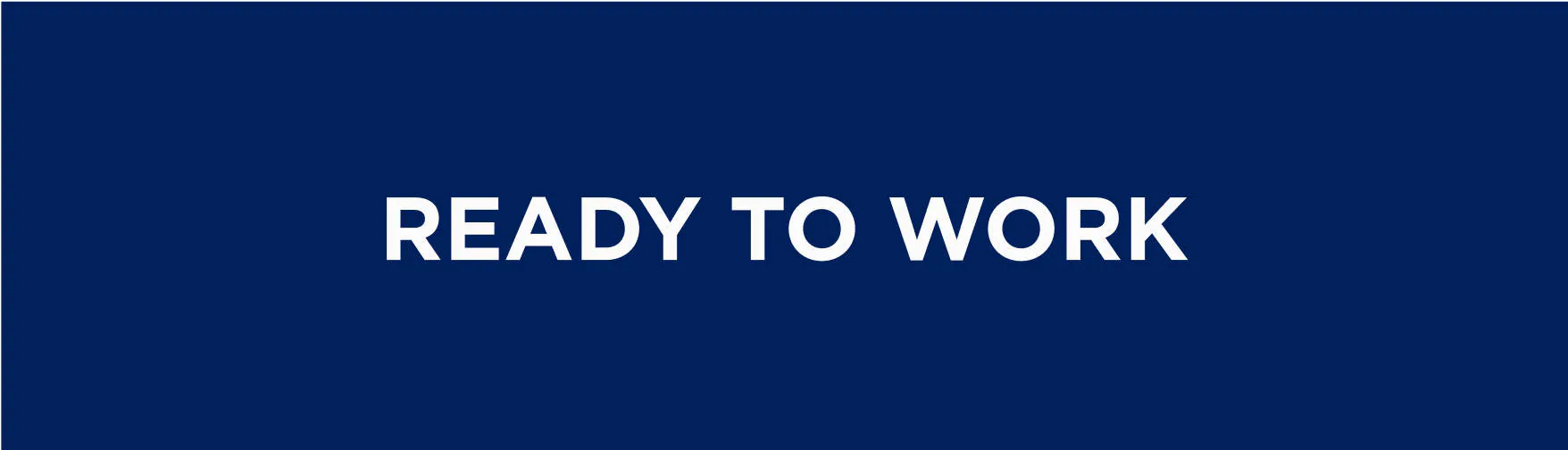WillScot's "Ready to Work" slogan on a blue backdrop