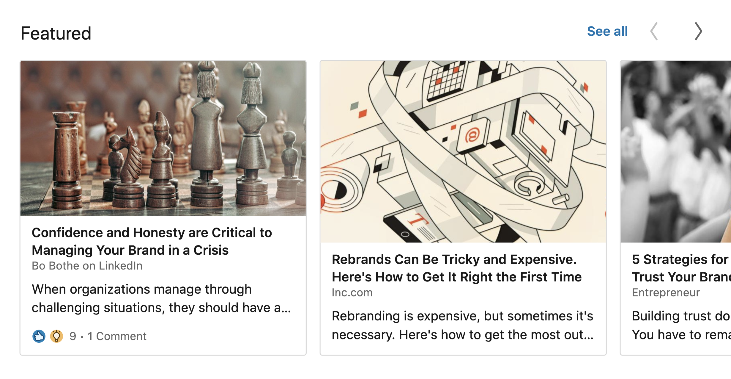 An example of the LinkedIn Featured Section.