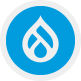 The logo for Drupal.