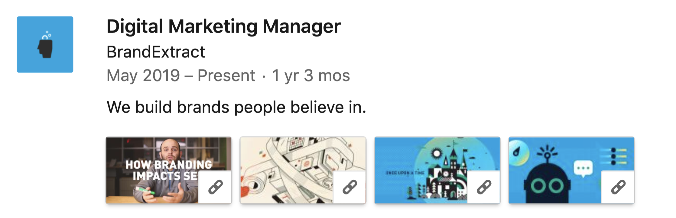A screenshot of work examples on a LinkedIn profile.