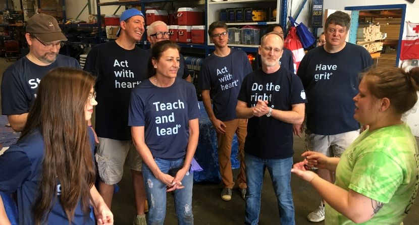The BE team preparing to do work at the Houston ToolBank.