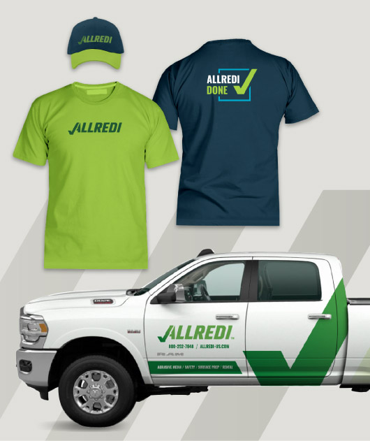 Allredi themed clothes and truck wrap design.