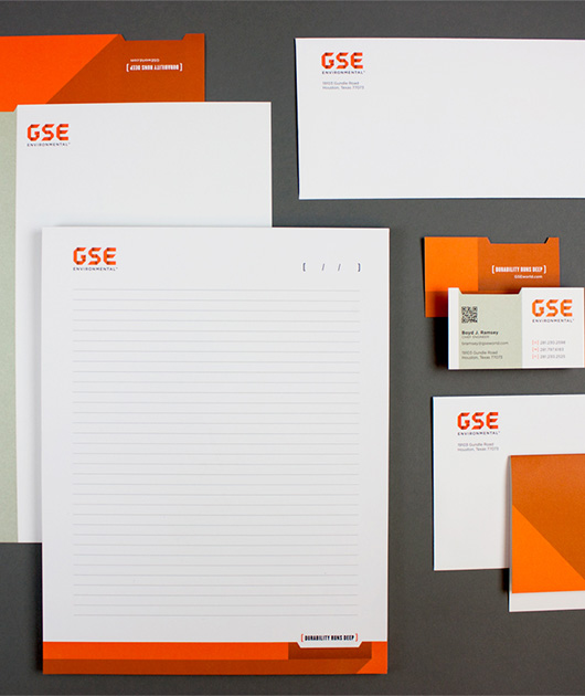 Stacks of GSE branded stationary.