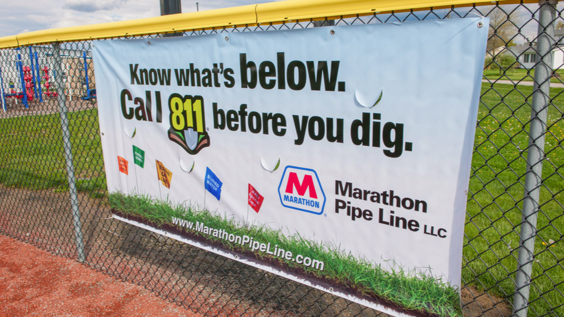 Marathon Pipeline Banner at a local baseball field 