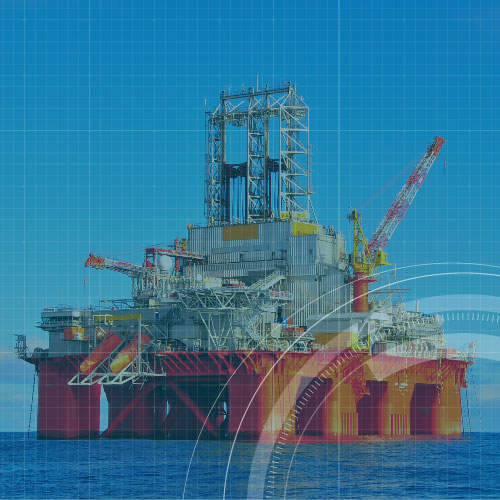 An oil rig on the ocean