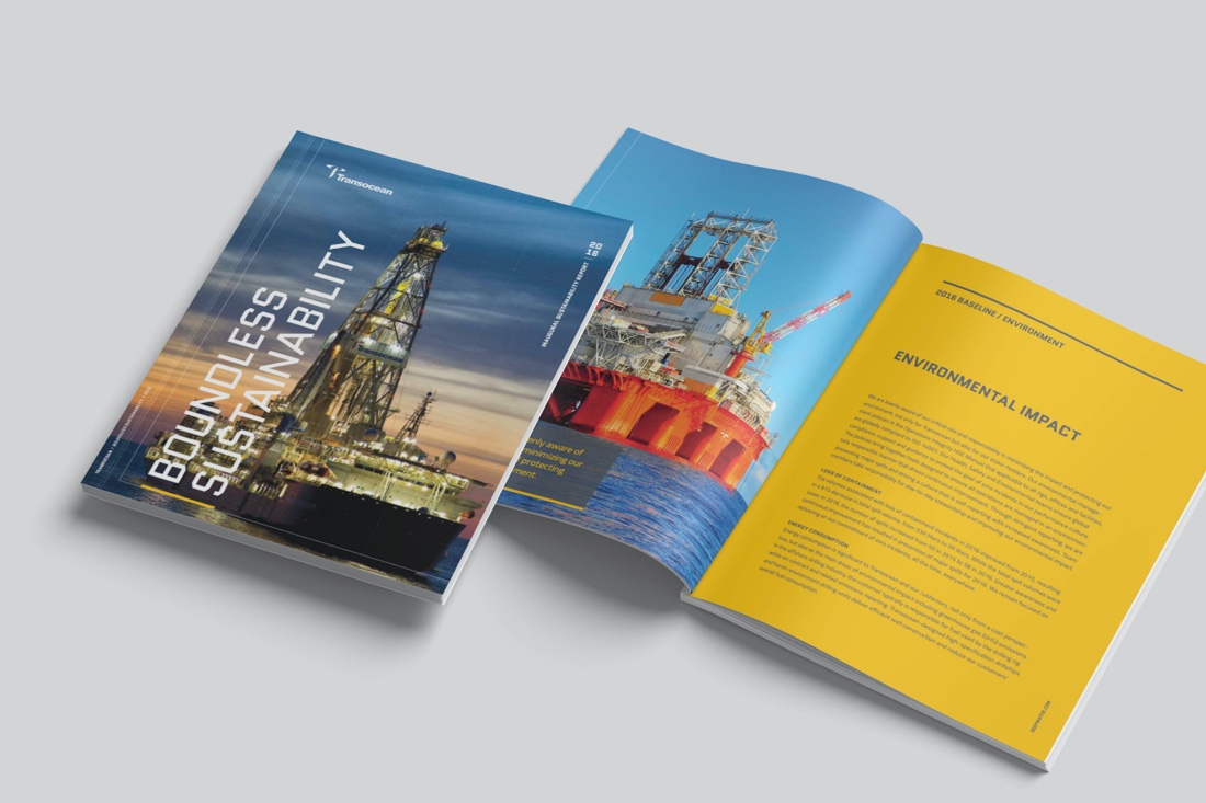A picture of Transocean's sustainability booklet. 